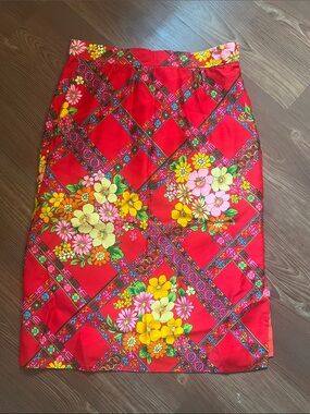 Red Floral Pencil Skirt